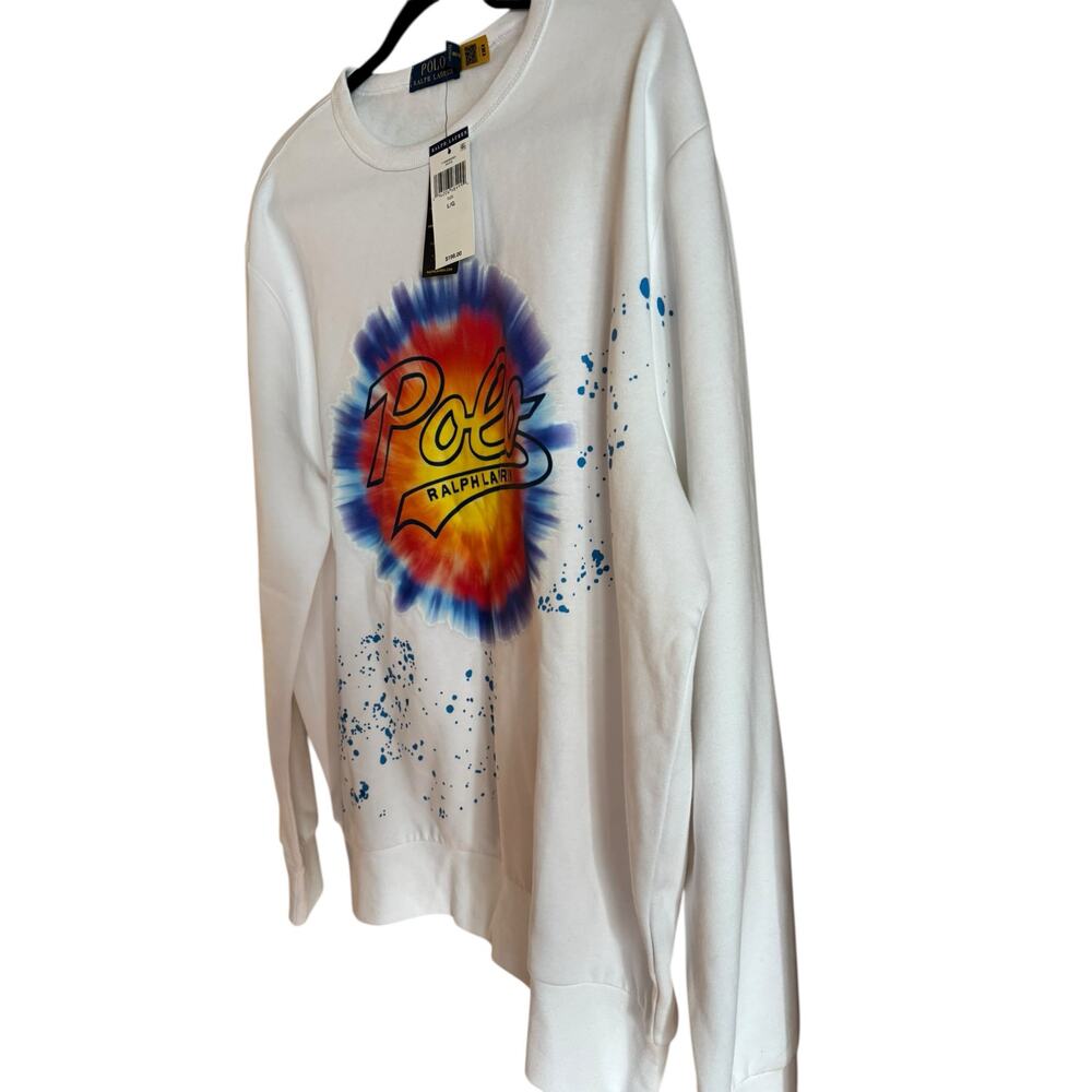 Polo Ralph Lauren Tie Dye Logo Crewneck Sweatshirt Pullover Fleece Shirt L NWT